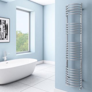 Eastbrook Mezzo Tondo Designer Heated Towel Rail - 1600mm x 320mm - Chrome - Image 2