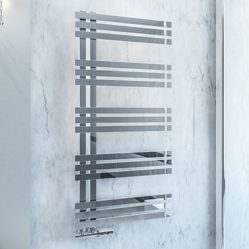 Eastbrook Rizano Designer Heated Towel Rail – Polished Stainless Steel - 1000mm x 600mm