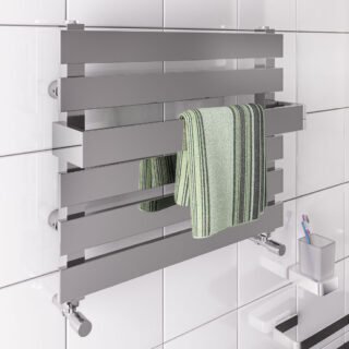 Eastbrook Ascona Designer Heated Towel Rail - 420mm x 500mm - Polished Stainless Steel - Image 3