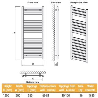 Eastbrook Staverton Straight Designer Heated Towel Rail - Brushed Brass - Image 6