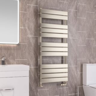Eastbrook Staverton Tube On Tube Straight Designer Heated Towel Rail - Brushed Brass - Image 2
