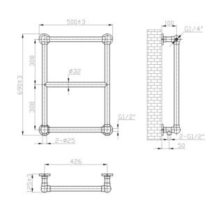 Eastbrook Stour Straight Heated Towel Rail - Matt Black - Image 9