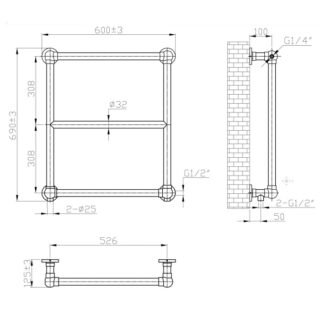 Eastbrook Stour Straight Heated Towel Rail - Matt Black - Image 10