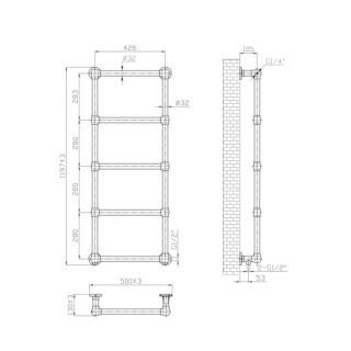 Eastbrook Stour Straight Heated Towel Rail - Matt Black - Image 11
