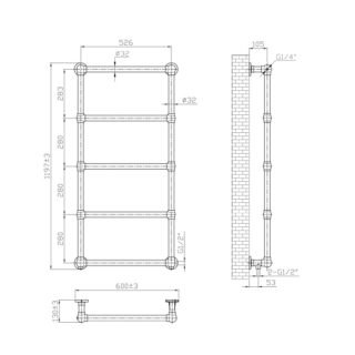 Eastbrook Stour Straight Heated Towel Rail - Matt Black - Image 12