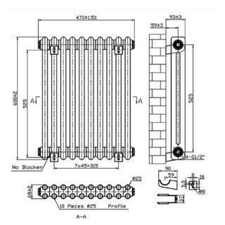 Eastbrook Imperia 2 Column Radiator - Matt Anthracite - Image 15