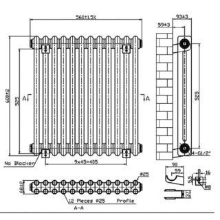 Eastbrook Imperia 2 Column Radiator - Matt Anthracite - Image 17