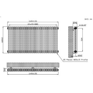 Eastbrook Imperia 2 Column Radiator - Bare Metal - Image 10