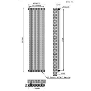 Eastbrook Imperia 2 Column Radiator - Bare Metal - Image 12