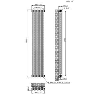 Eastbrook Imperia 3 Column Radiator - Bare Metal - Image 11