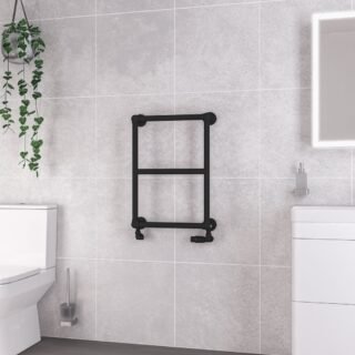 Eastbrook Stour Straight Heated Towel Rail - Matt Black - Image 2