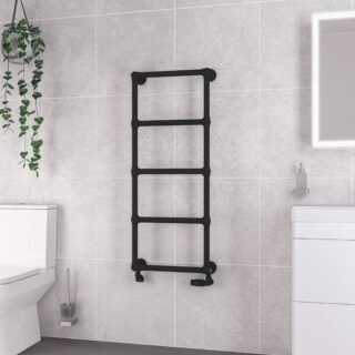 Eastbrook Stour Straight Heated Towel Rail - Matt Black - Image 4