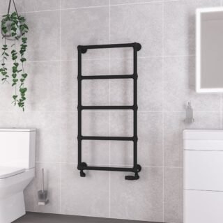 Eastbrook Stour Straight Heated Towel Rail - Matt Black - Image 5