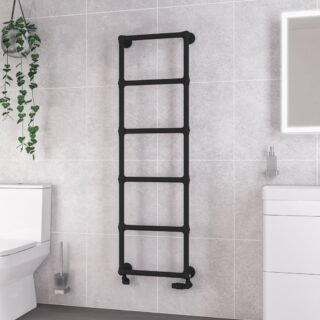 Eastbrook Stour Straight Heated Towel Rail - Matt Black - Image 6