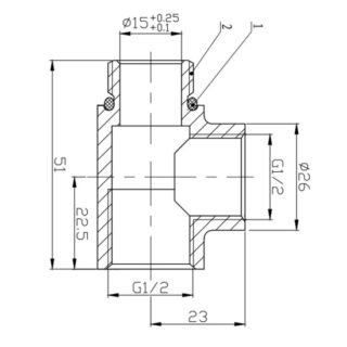 Eastbrook T Piece Heating Element - Brushed Brass - Image 2