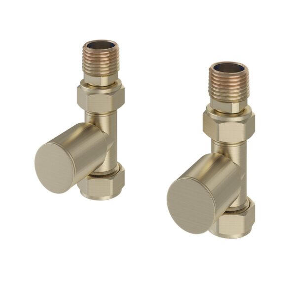 Eastbrook Straight Radiator Valves Pair - Brushed Brass