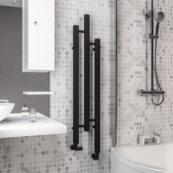 Eastbrook Conwy Designer Radiator - 1200mm x 260mm - Matt Black - Image 3