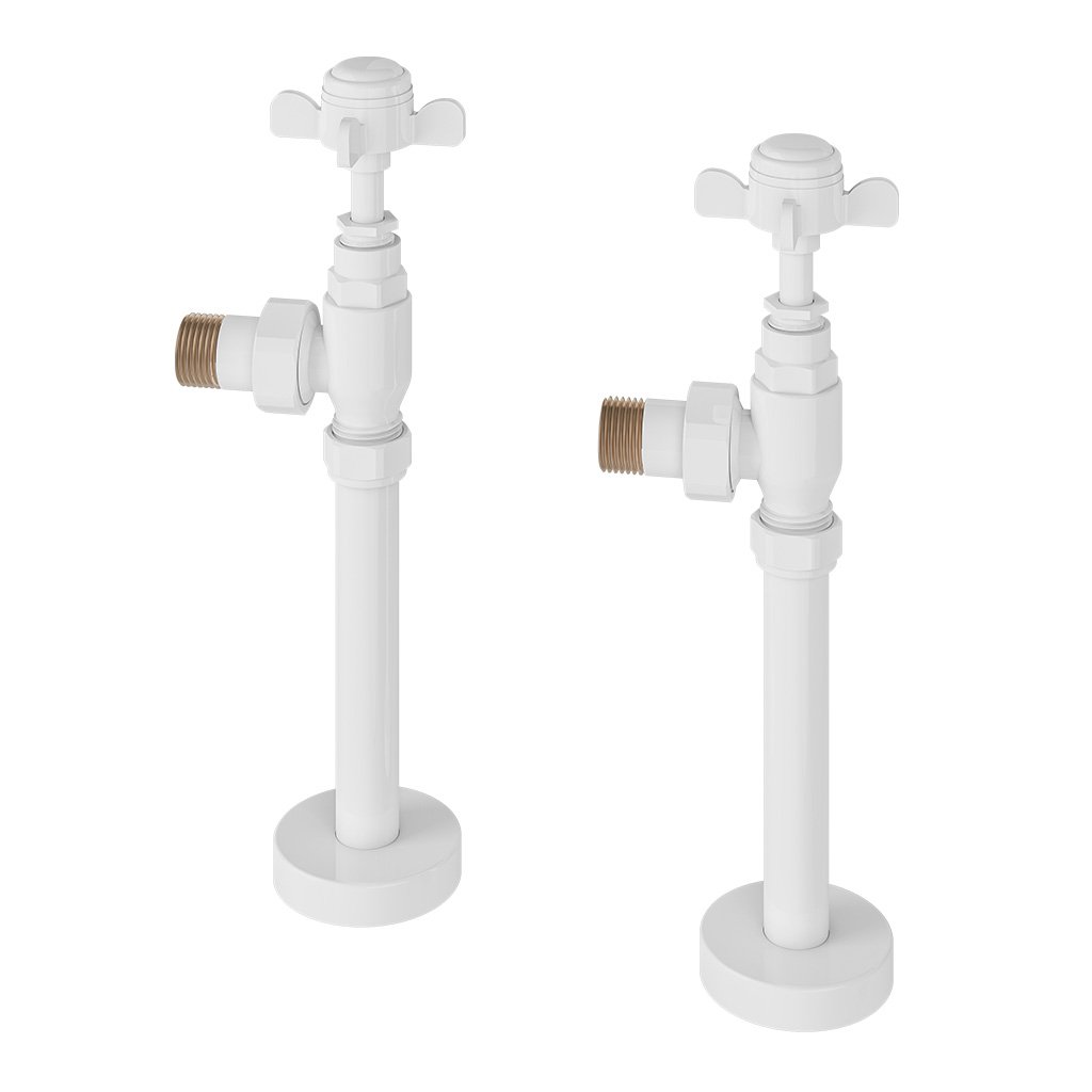 Eastbrook Pair Of Traditional Radiator Valves And Tails - Gloss White