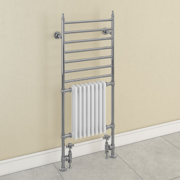 Eastbrook Thames Heated Towel Rail - 1444mm x 630mm - Chrome/White - Image 2