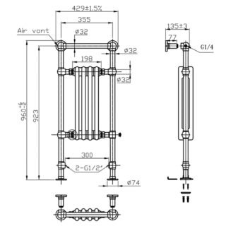 Eastbrook Avon Straight Heated Towel Rail - Chrome/Matt Black - Image 6
