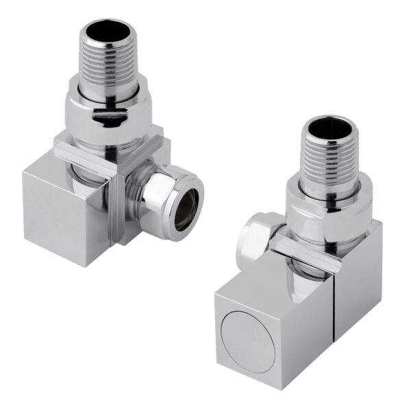 Eastbrook Square Corner Radiator Valves Pair - Chrome