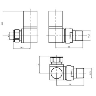 Eastbrook Square Corner Radiator Valves Pair - Chrome - Image 2