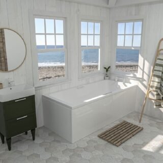 Eastbrook Portland Single Ended Bath With Twin Grip - No TH - White - Image 2