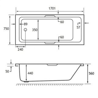 Eastbrook Portland Single Ended Bath With Twin Grip - No TH - White - Image 8