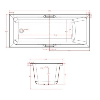 Eastbrook Portland Single Ended Bath With Twin Grip - No TH - White - Image 7