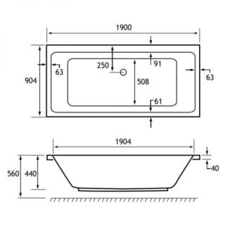 Eastbrook Portland Double Ended Bath - No TH - White - Image 8