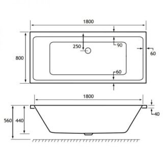 Eastbrook Portland Double Ended Bath - No TH - White - Image 7