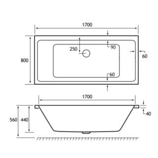 Eastbrook Portland Double Ended Bath - No TH - White - Image 6