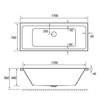 Eastbrook Portland Double Ended Bath - No TH - White - Image 4