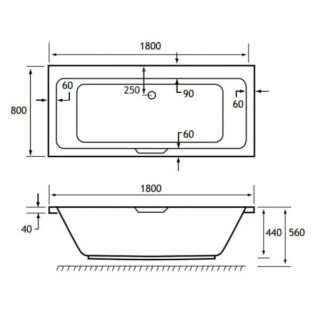 Eastbrook Portland Double Ended Bath With Single Grip - No TH - White - Image 5