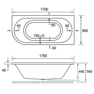 Eastbrook Biscay Beauforte Double Ended Bath - No TH - White - Image 9