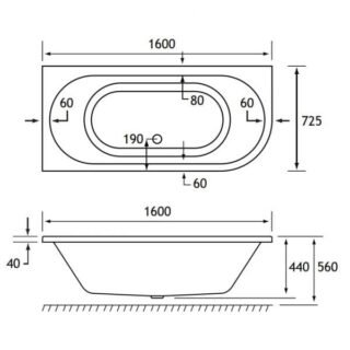 Eastbrook Biscay Beauforte Double Ended Bath - No TH - White - Image 4
