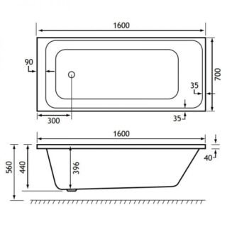 Eastbrook Malin Single Ended Bath - No TH - White - Image 6