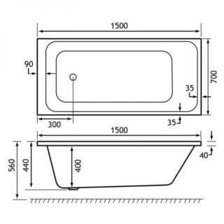 Eastbrook Malin Single Ended Bath - No TH - White - Image 5