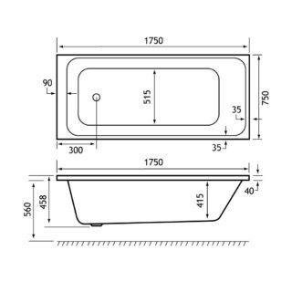 Eastbrook Malin Single Ended Bath - No TH - White - Image 11