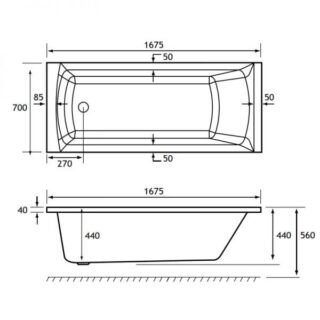Eastbrook Rockall Single Ended Bath - No TH - White - Image 8