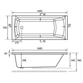 Eastbrook Rockall Single Ended Bath - No TH - White - Image 5