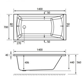 Eastbrook Rockall Single Ended Bath - No TH - White - Image 3