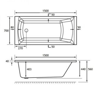 Eastbrook Rockall Single Ended Bath - No TH - White - Image 4