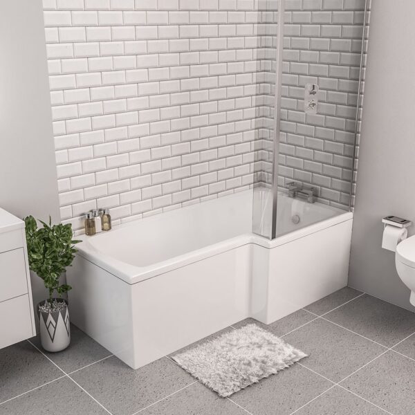 Eastbrook Shannon L Shaped Shower Bath - No TH - White - Image 3