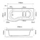 Eastbrook Shannon Beauforte P Shaped Shower Bath - No TH - White - Image 7