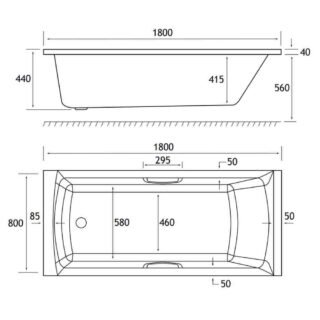 Eastbrook Rockall Single Ended Bath With Twin Grips - No TH - White - Image 12