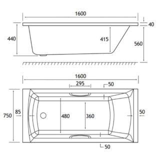 Eastbrook Rockall Single Ended Bath With Twin Grips - No TH - White - Image 6