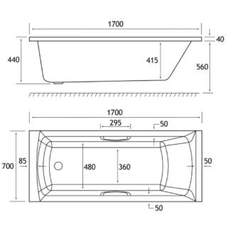 Eastbrook Rockall Single Ended Bath With Twin Grips - No TH - White - Image 9
