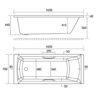 Eastbrook Rockall Single Ended Bath With Twin Grips - No TH - White - Image 7