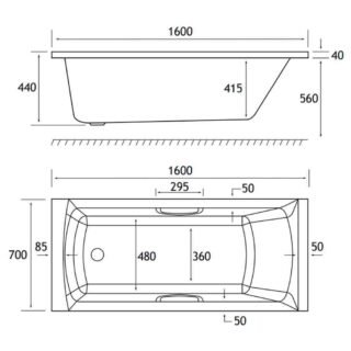 Eastbrook Rockall Single Ended Bath With Twin Grips - No TH - White - Image 5